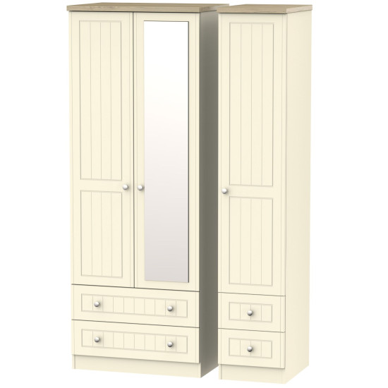 Venice Standard Triple 4 Drawer Mirrored Wardrobe 